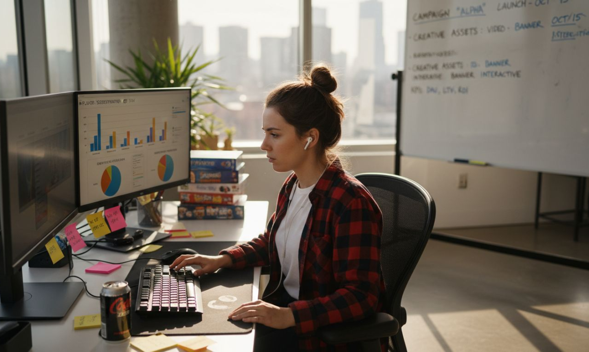 Game marketer reviewing segmentation analysis