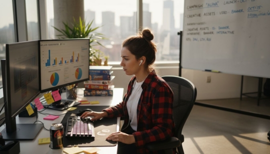 Game marketer reviewing segmentation analysis