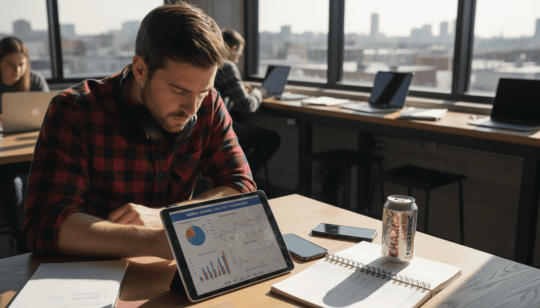 Man reviewing CPA analytics in office