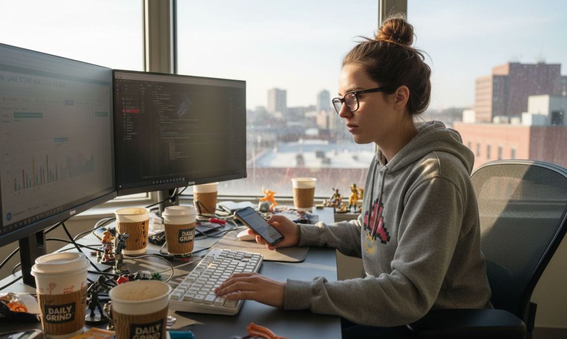 Developer studying mobile game revenue data