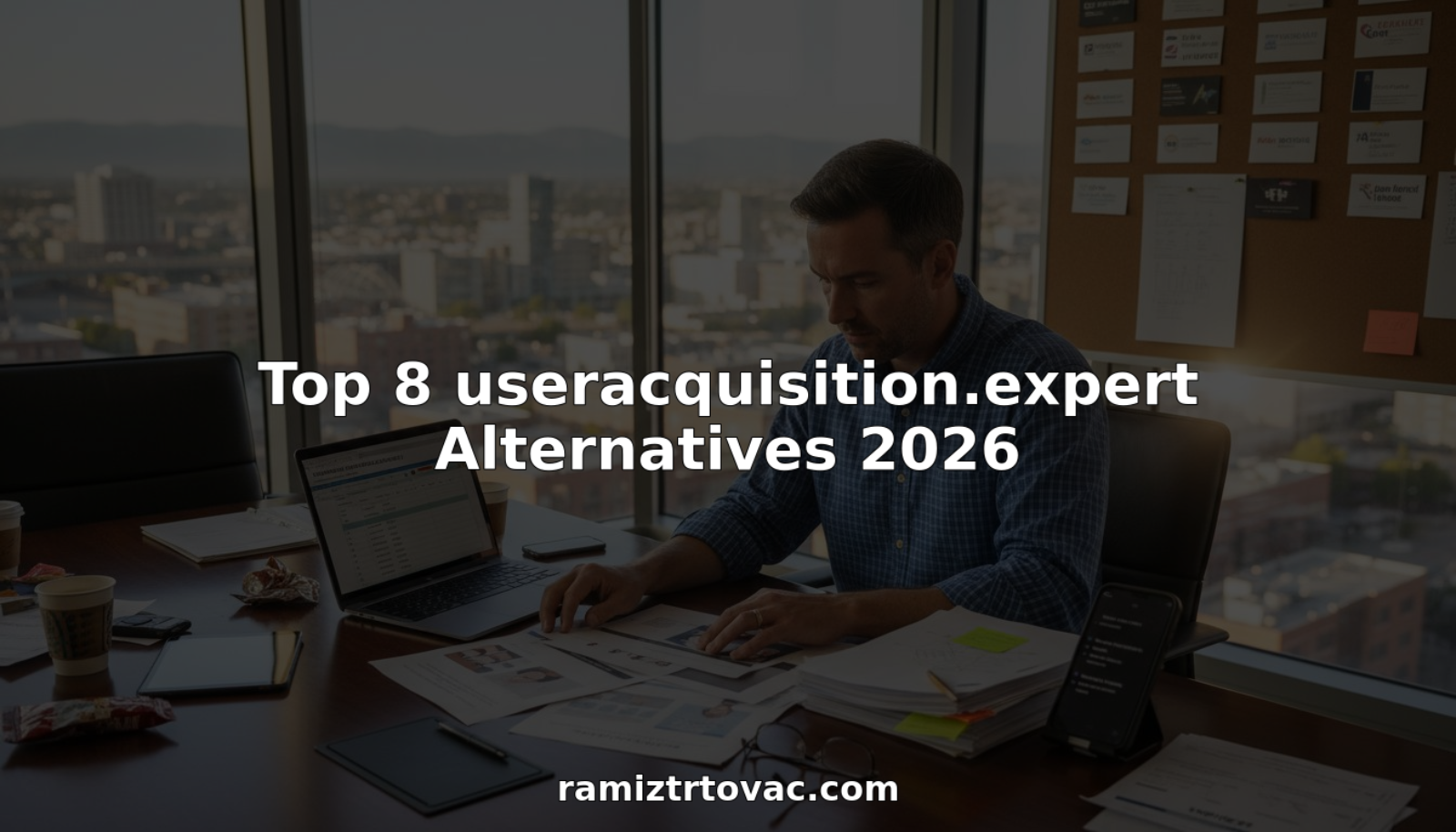 Marketer reviewing agency alternatives at conference table